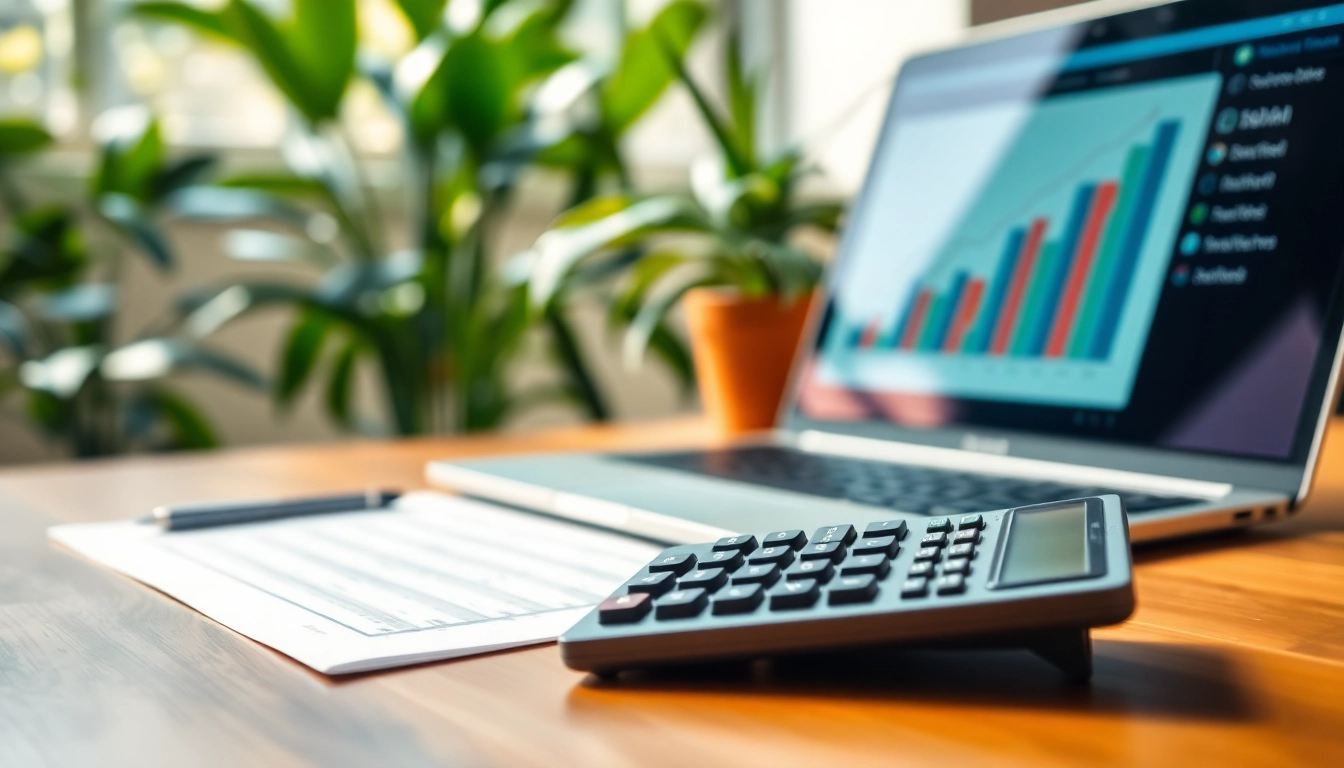 Menghitung deposit 1k dengan kalkulator dan dokumen di meja kerja.