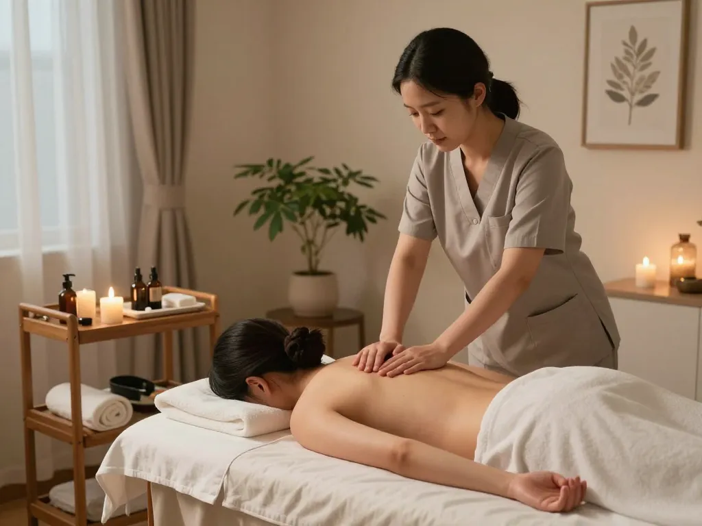 Relaxing 인천 출장마사지 session in a tranquil home environment.