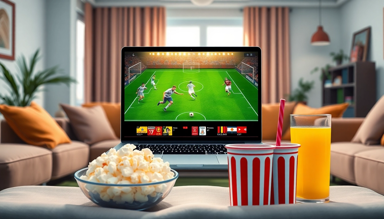 Streaming bolakami apk di laptop dengan suasana ruangan yang nyaman.