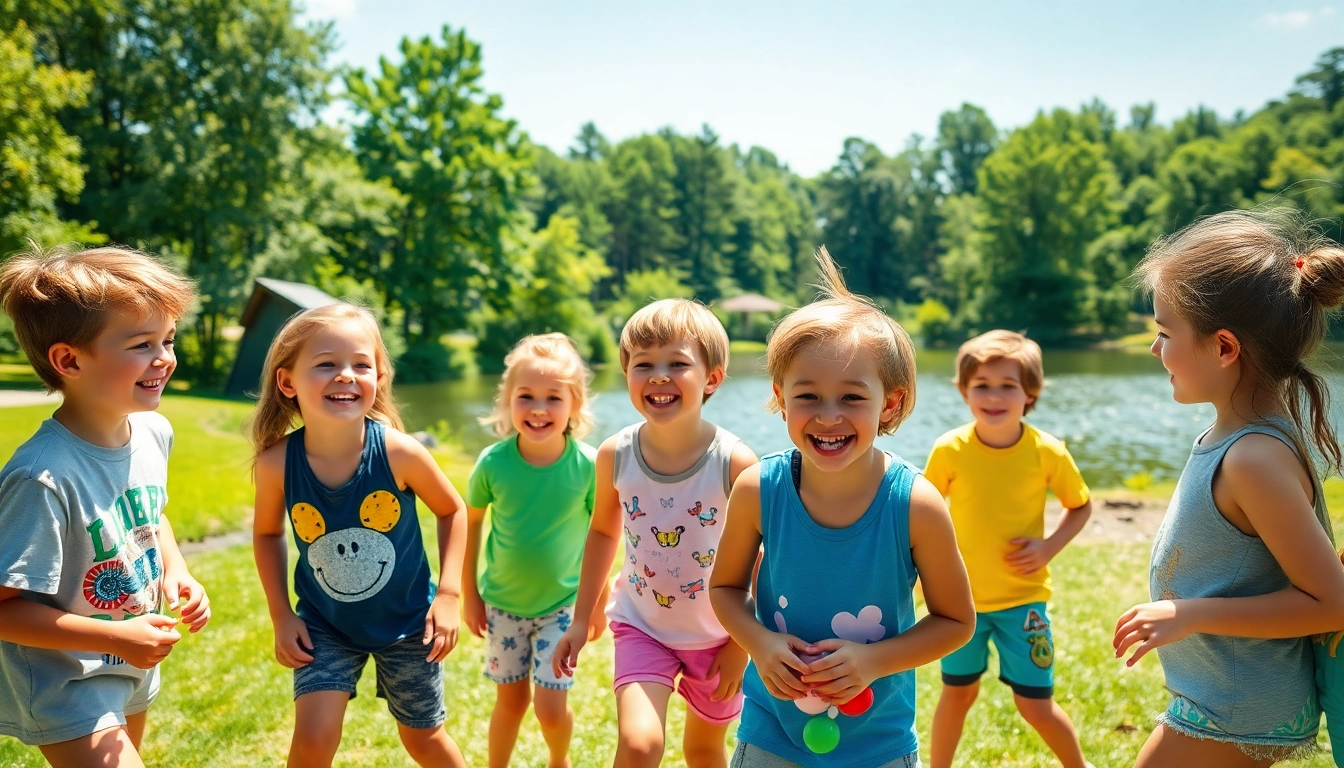 Children enjoying outdoor activities at Illinois summer camps, showcasing teamwork and nature.