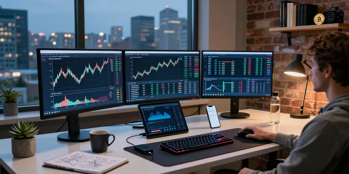 Secure cloud mining platform in a professional cryptocurrency trading setup with real-time data displays and advanced tech.