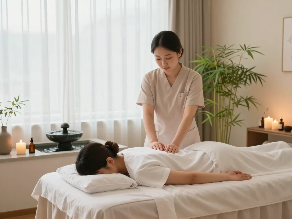Experience a relaxing 강남마사지 in a tranquil spa setting with soothing natural light and calming elements.
