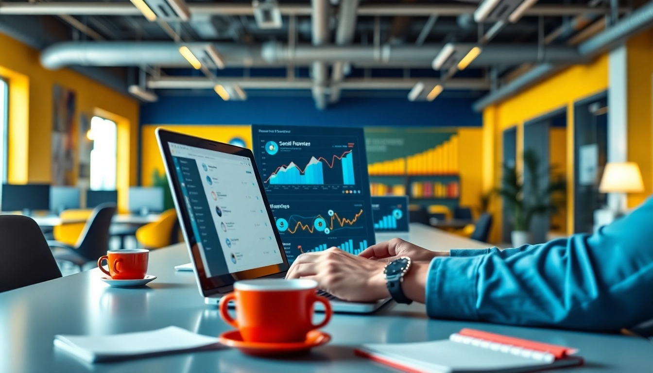 Boost your presence with https://boost-social-media.com by a professional in an engaging workspace.