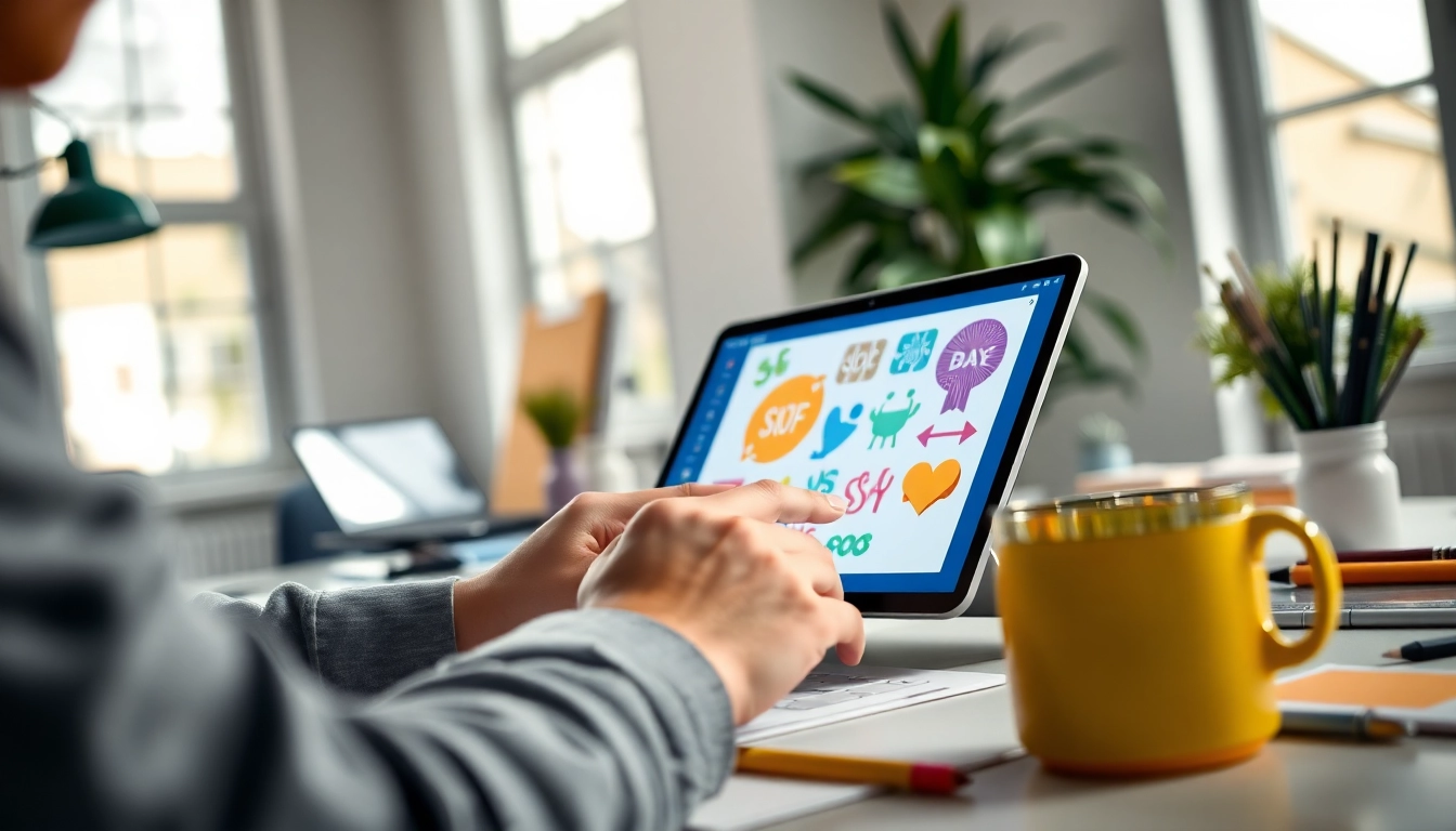 Creating unique SVG cut files free download with vibrant designs on a digital tablet.