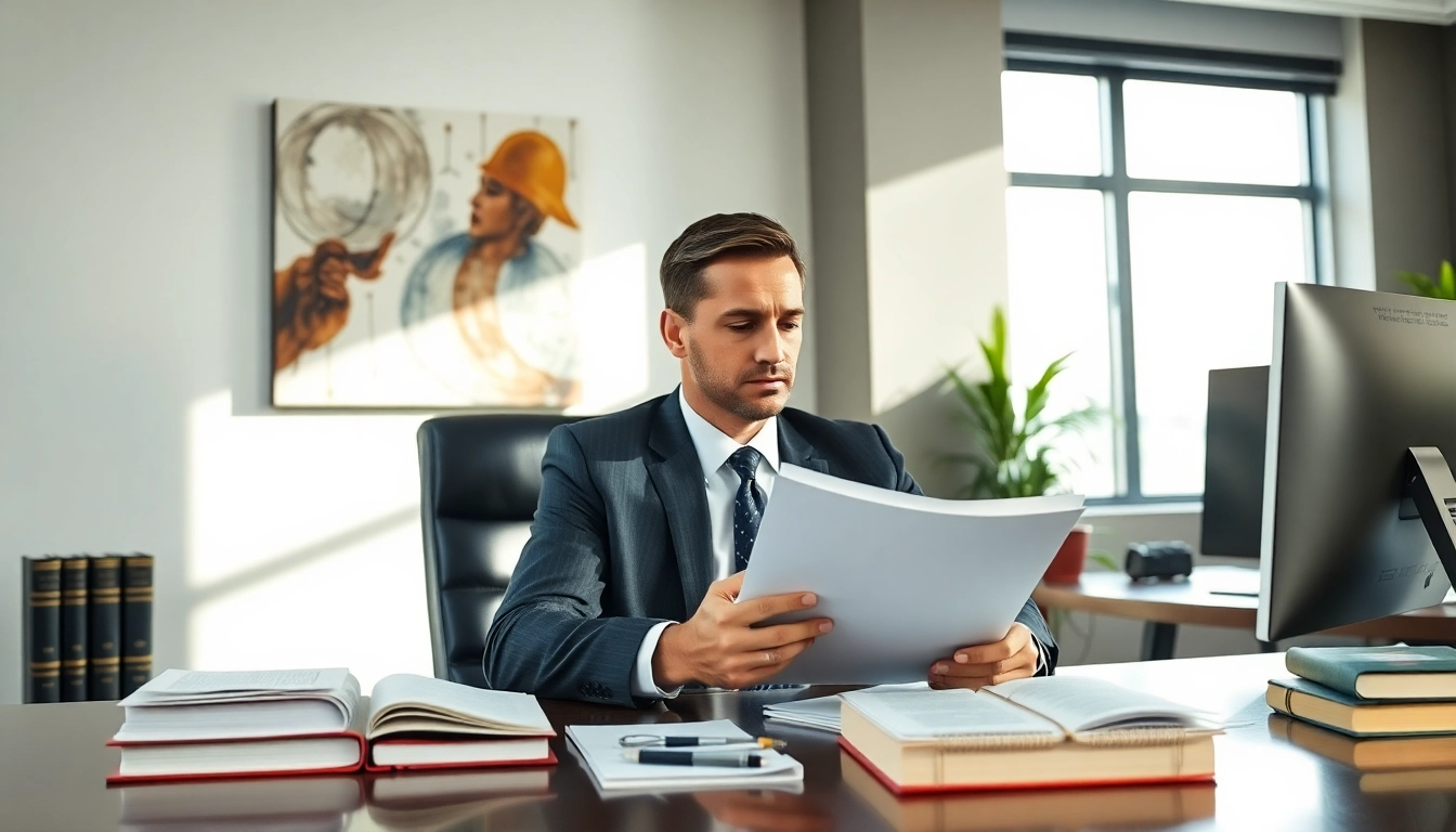 Fort Lauderdale work injury lawyer analyzing case files in a professional office setting.