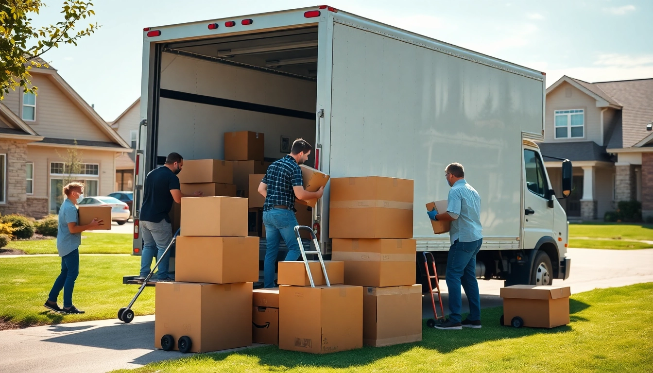 Efficient moving crew with truck during removals near me process, showcasing teamwork.
