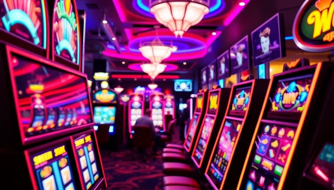 Engage with online slots Uk featuring colorful slot machines and a lively casino atmosphere.