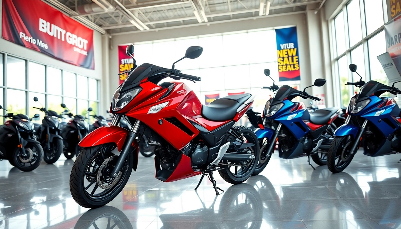 Showcasing budget DOT approved motorcycles for sale in a bright, inviting showroom atmosphere.
