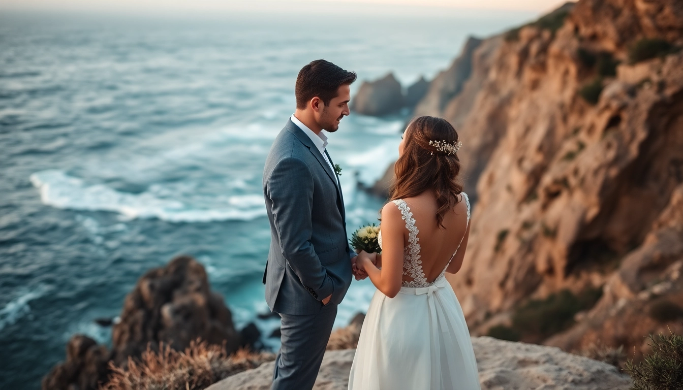 Big Sur wedding photographer capturing a couple's ceremony against breathtaking ocean cliffs.
