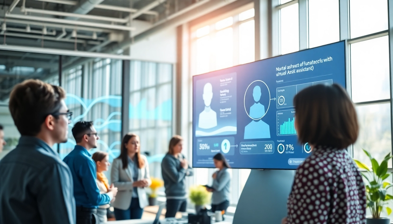 Engage with an enterprise ai assistant in a modern workspace, showcasing collaboration and technology.