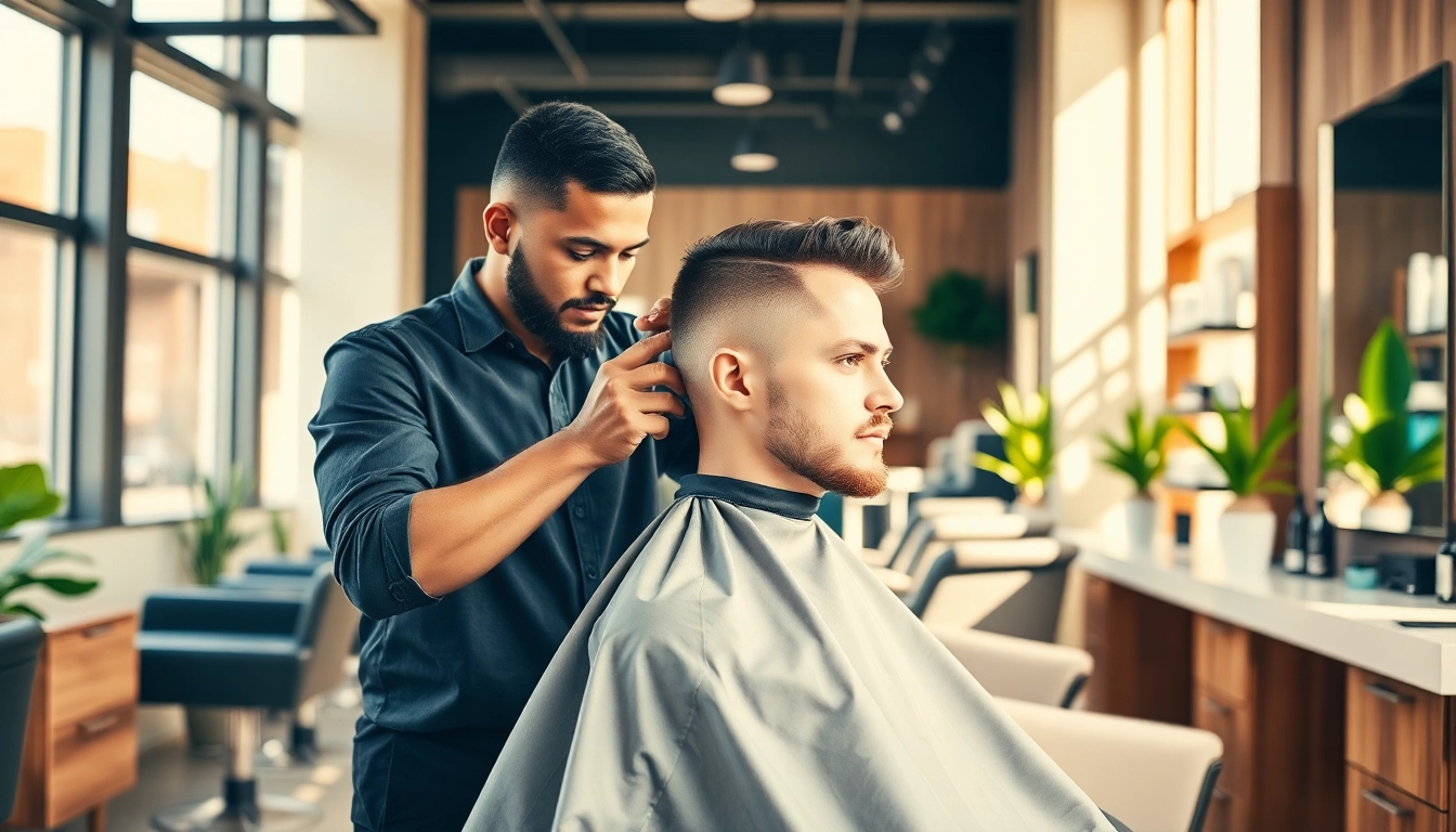 Ace of Fades 212 showcases a barber providing personalized haircut services in a modern studio.