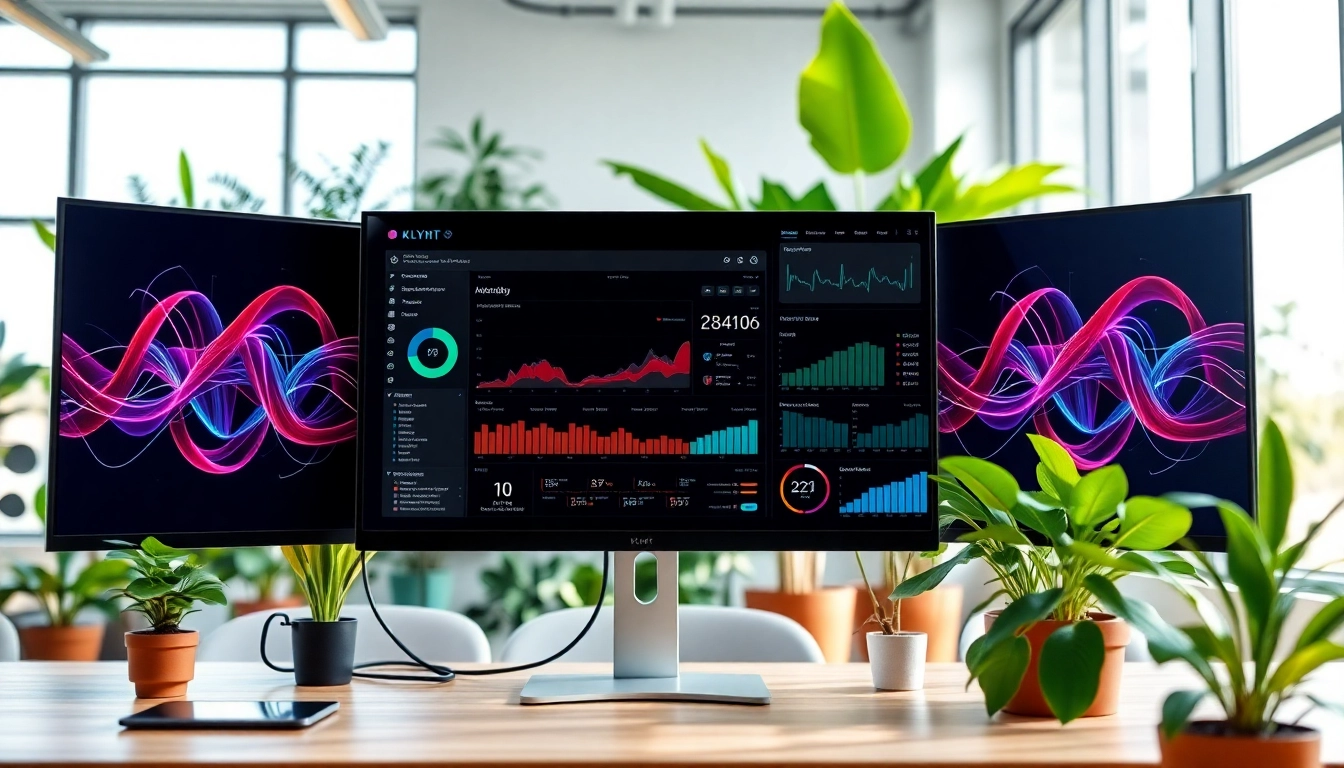 Klynt’s innovative digital workspace showcasing dynamic media interfaces and creative elements.
