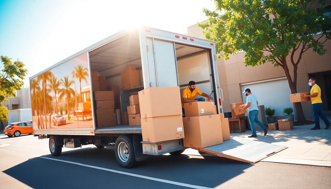 stonebrook moving team efficiently loads furniture into a truck at a sunny site