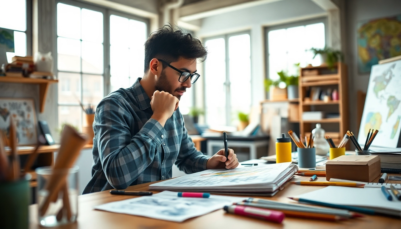 Find my true calling through creative contemplation in an inspiring workspace.