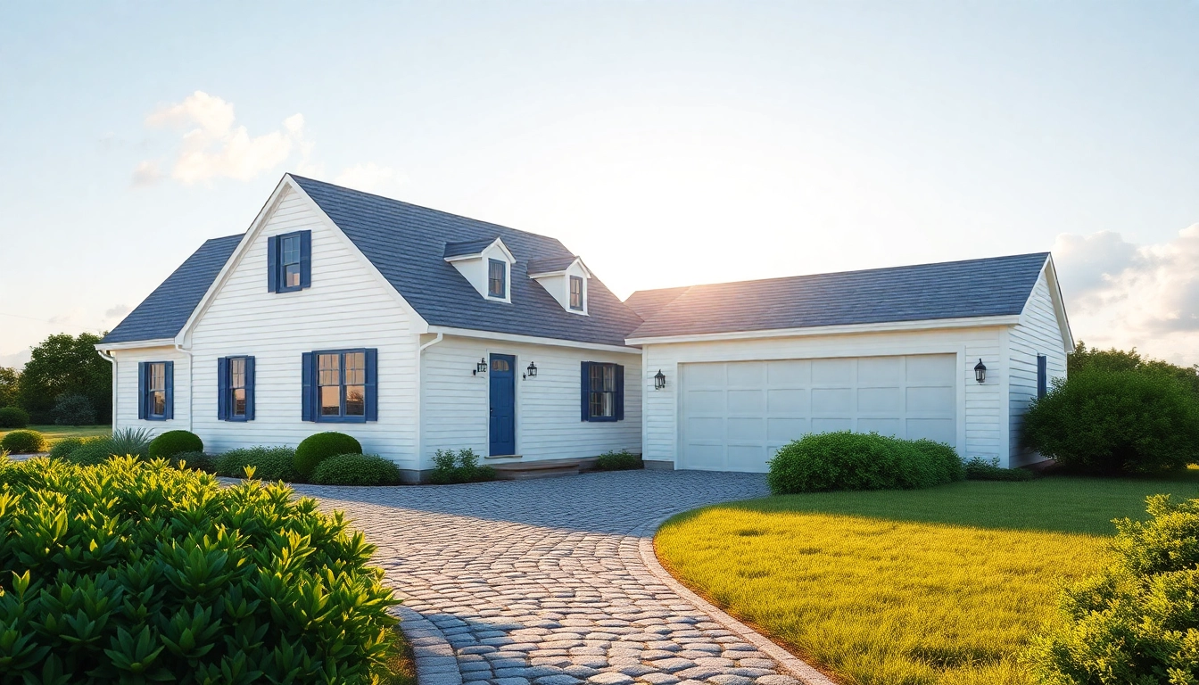 Stunning cape cod home showcasing elegant design and spacious attached garage.