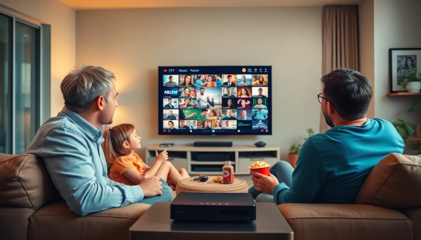 Enjoying IPTV streams in a cozy living room with family entertainment setup.