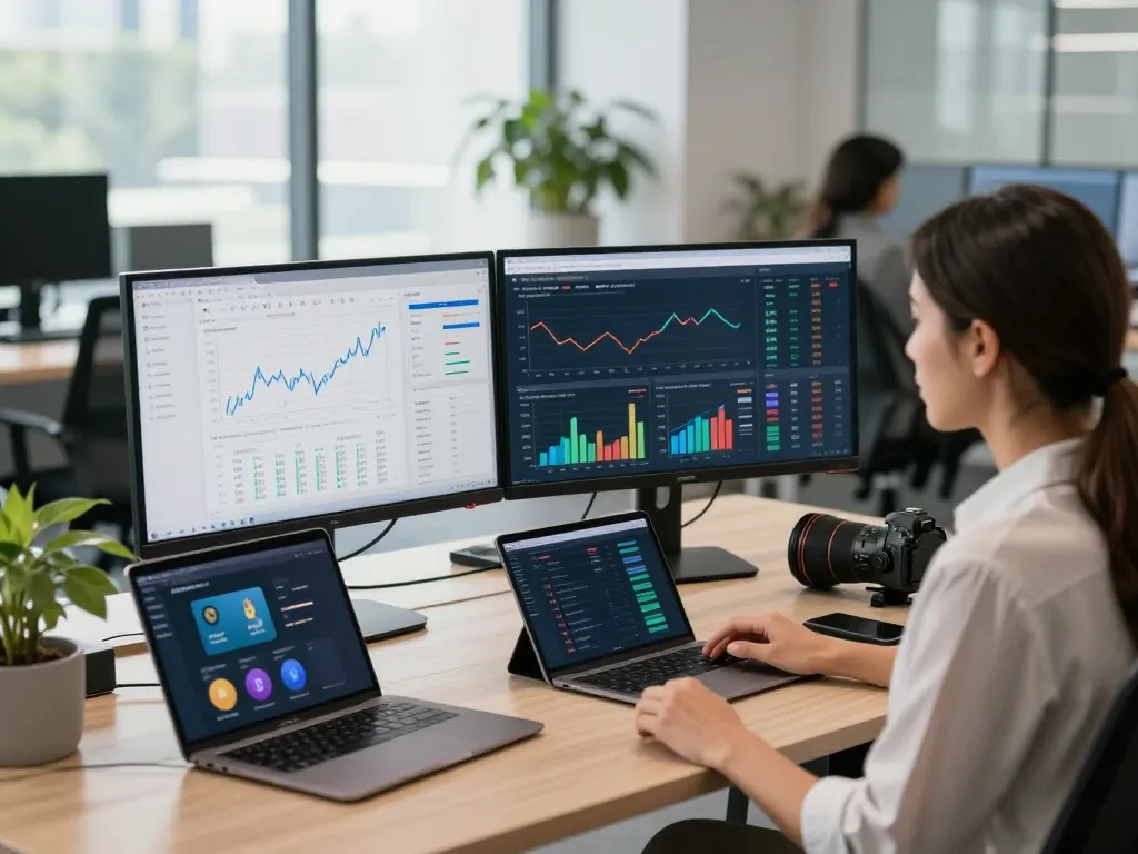 Ezzocard virtual card analysis in bright office, showcasing financial technology innovation.