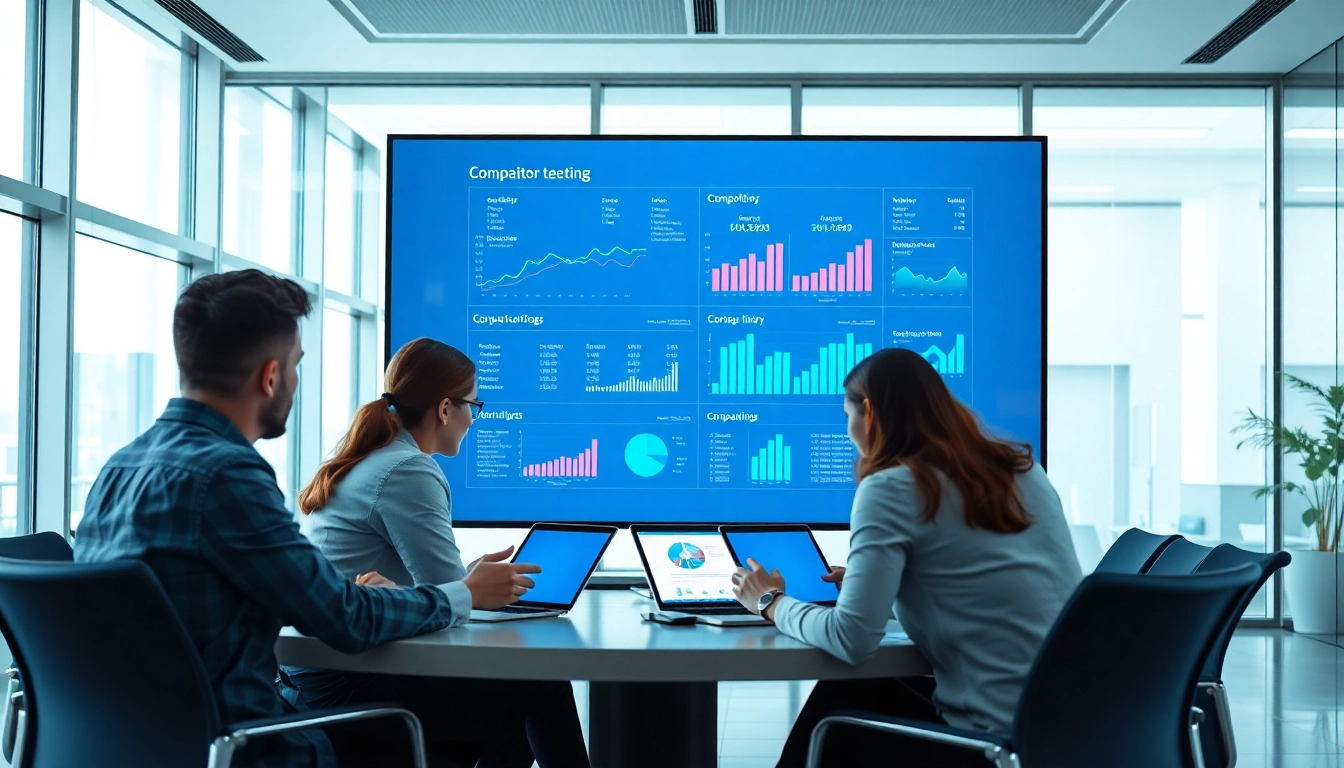 Analyze data for AI for competitor analysis in a modern office setting.