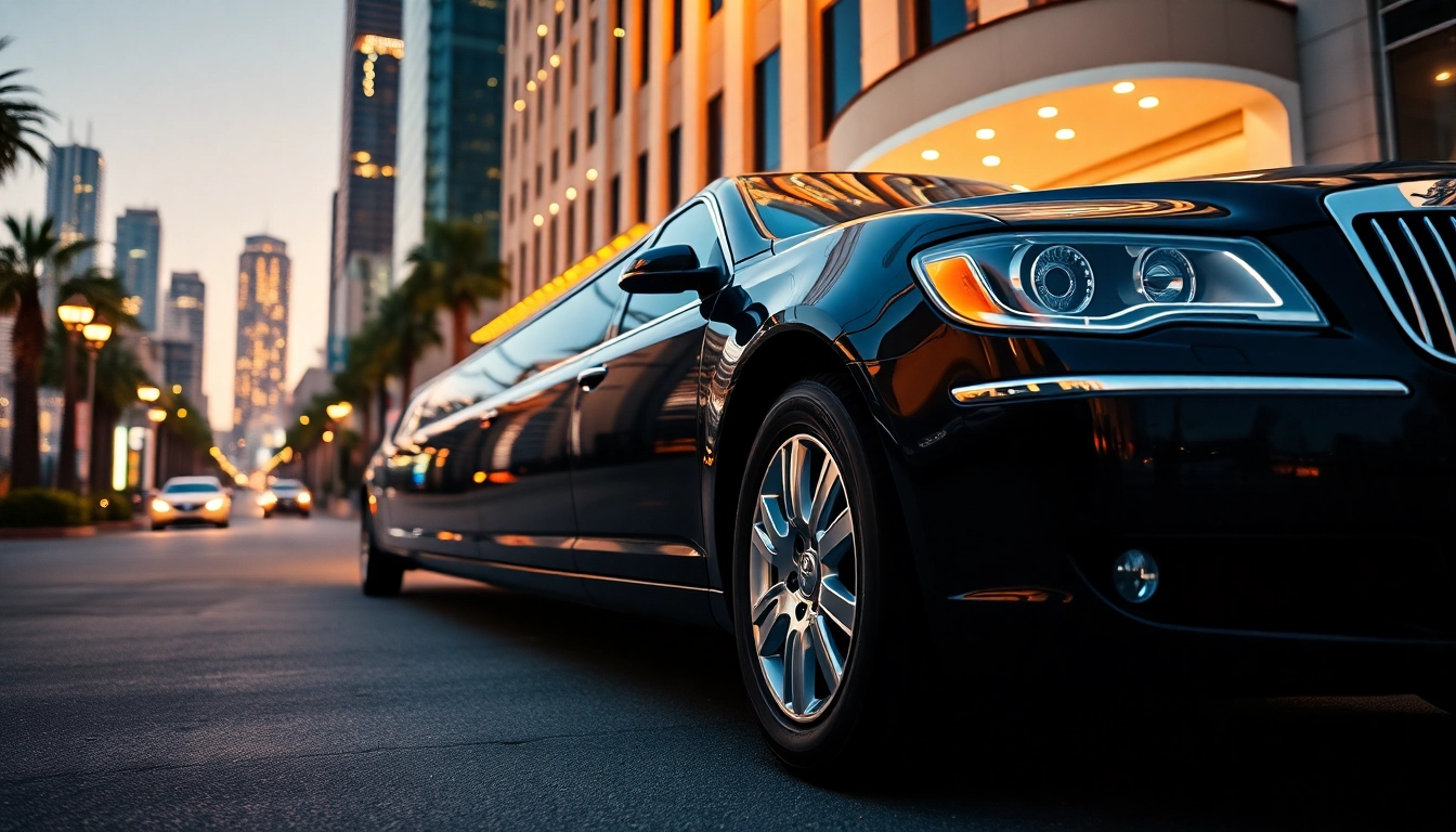 Experience luxury with our Los Angeles Limo service, featuring sleek vehicles against a stunning city backdrop.
