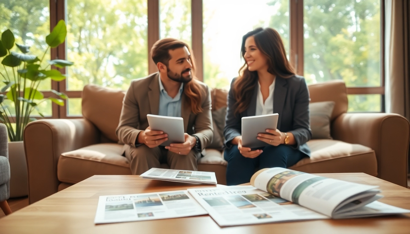 Visualize Guaranteed rent in Chesham through a couple exploring rental options in a cozy living room.