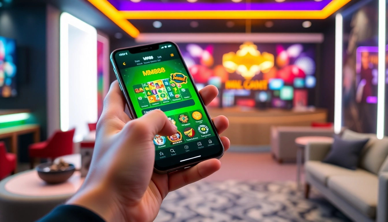 Experience online gaming excitement at https://mm88.agency/ with a close-up of the vibrant MM88 gambling app.