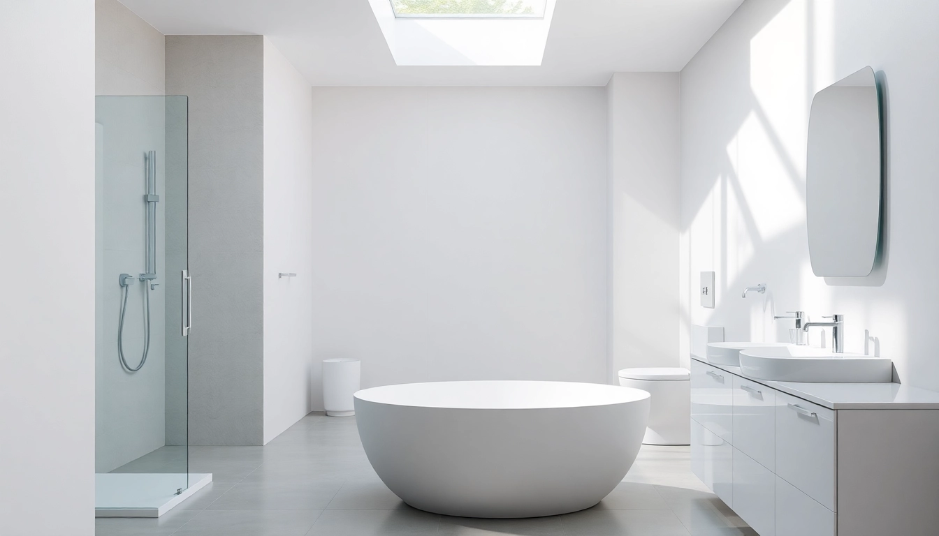 Stilvolles Badezimmer mit modernen sonni sanitär Produkten wie Duschwänden und Badarmaturen.