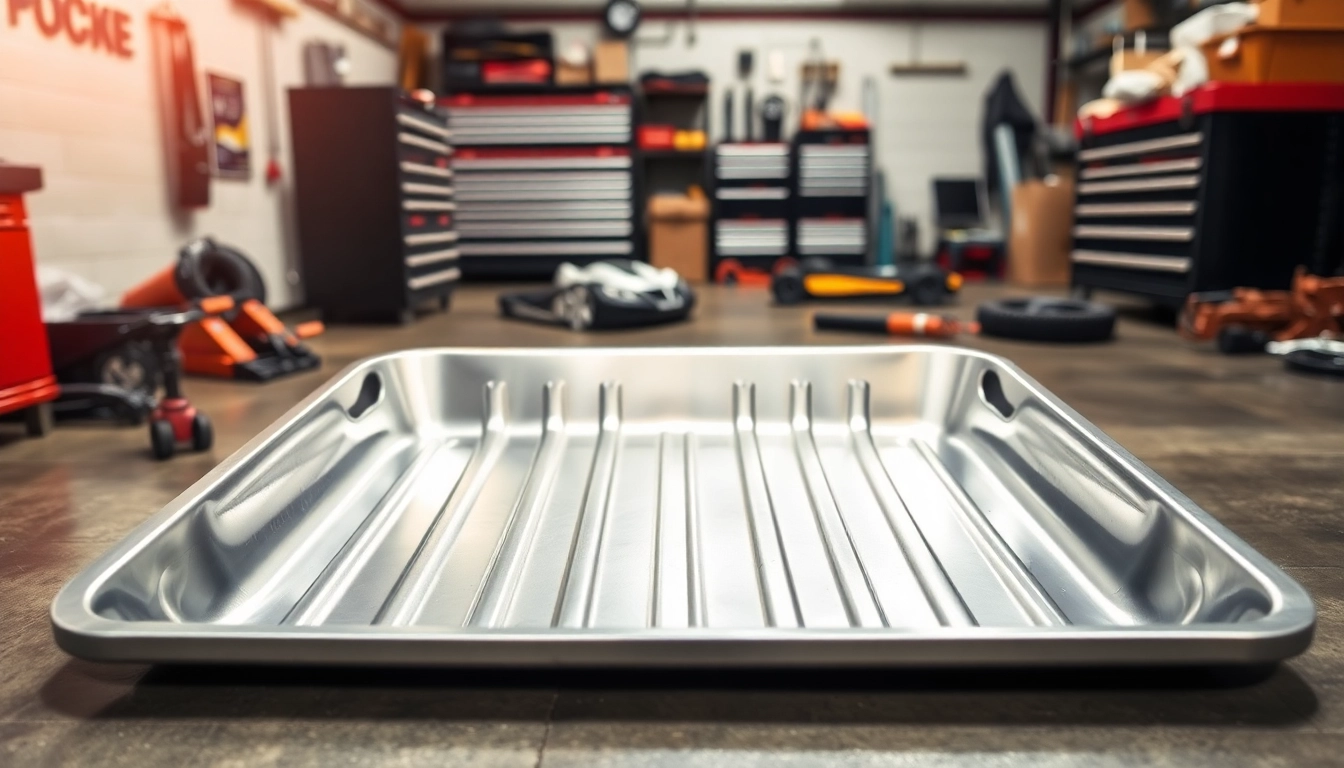 Efficient oil drain pan designed for clean oil changes, featuring a robust structure and easy handling.