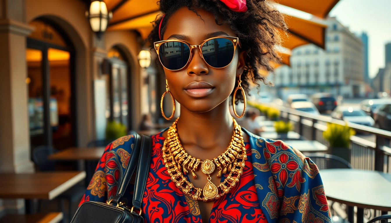 Embodying Beauty and Style, a fashion-forward individual poses elegantly in an urban setting.