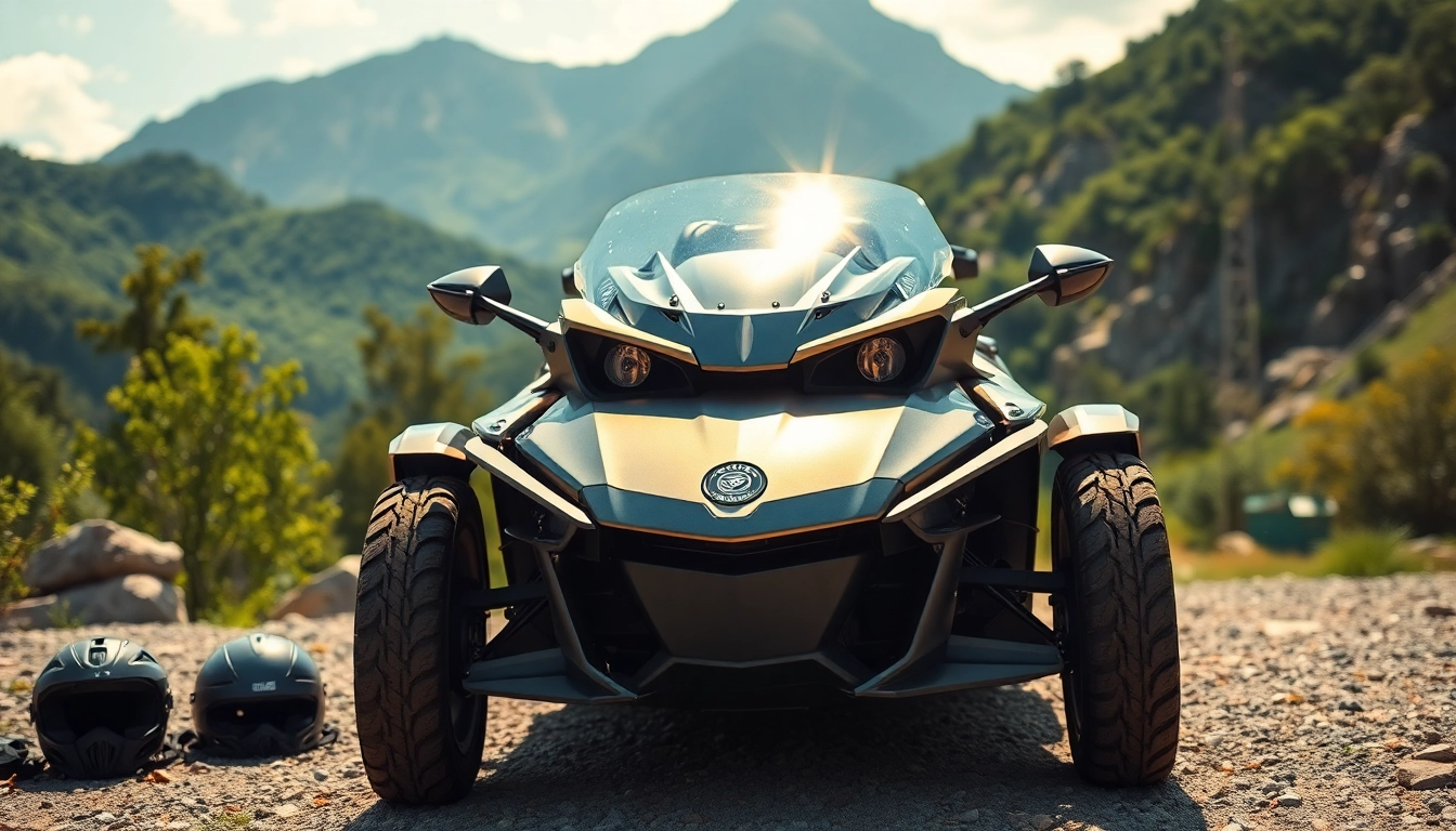 Verkauf von https://moto-ankauf.de/can-am-verkaufen Fahrzeug im Freien, umgeben von Natur und Abenteuerausrüstung.