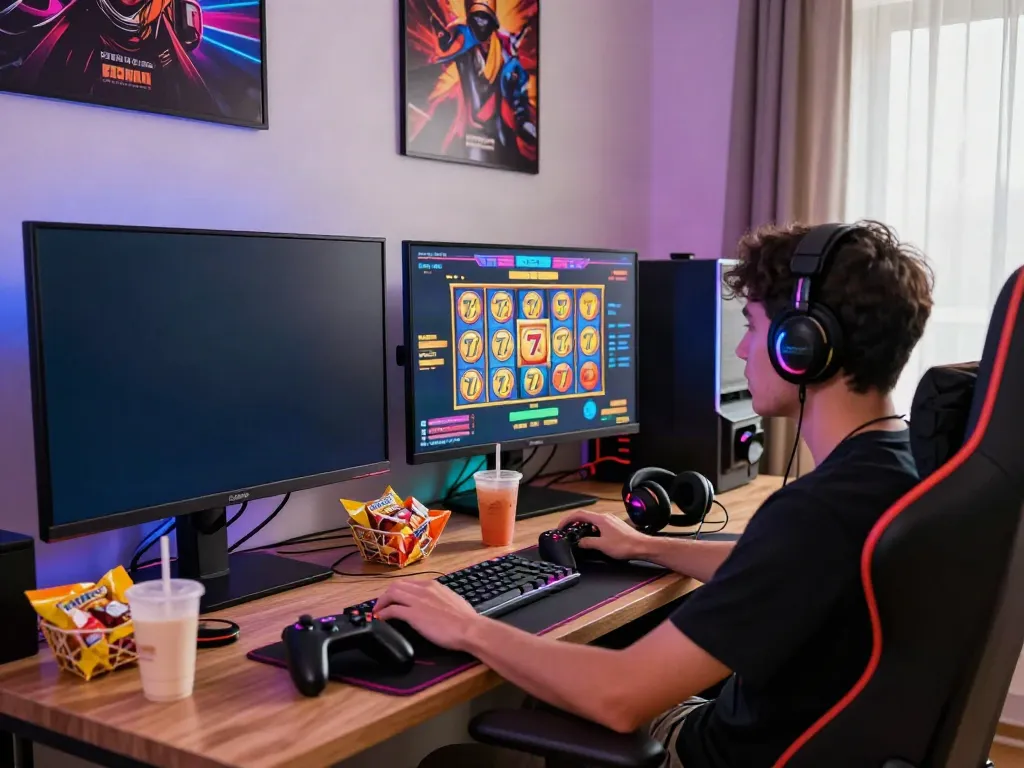 Pengalaman bermain slot777 dalam suasana gaming yang cerah dan energik.