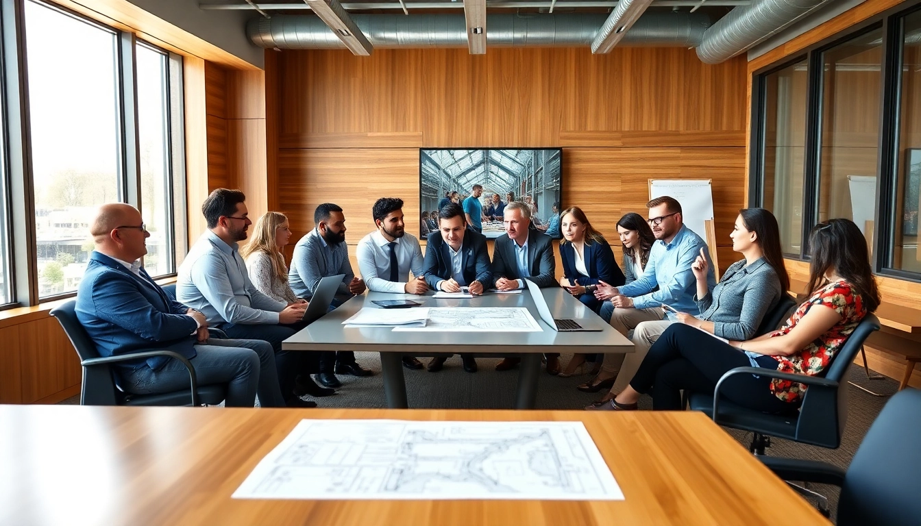 Members discussing strategies at a construction membership association meeting focused on collaboration.