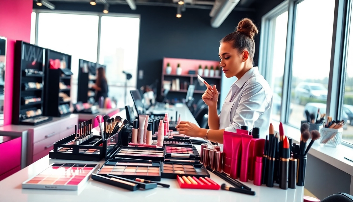 Enhance skills with makeup courses in a vibrant beauty studio, showcasing expert techniques.