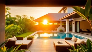 Villa property management showcasing a luxurious Phuket villa with a pool and tropical landscaping.