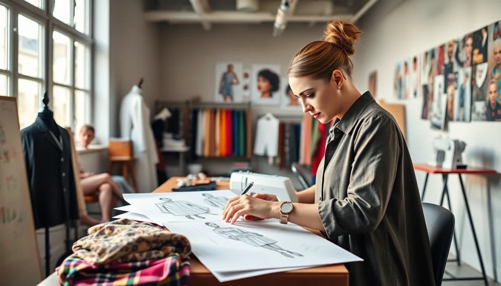 Crafting clothing designs with creativity at https://www.northernfashions.com studio environment.