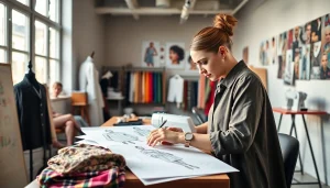 Crafting clothing designs with creativity at https://www.northernfashions.com studio environment.