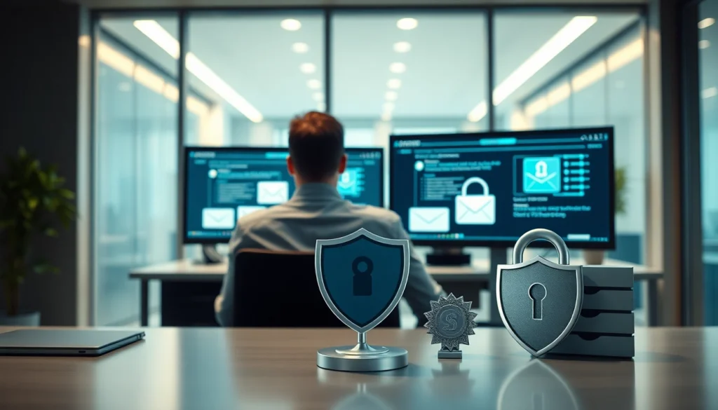 Visualize Email Security & Archiving with secure interfaces and a professional workspace.