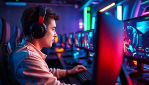 Masuk ke dunia mawar500 login game dengan gamer yang fokus pada permainan di depan monitor.