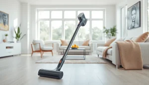 See the best cordless vacuum showcasing advanced features in a modern home.