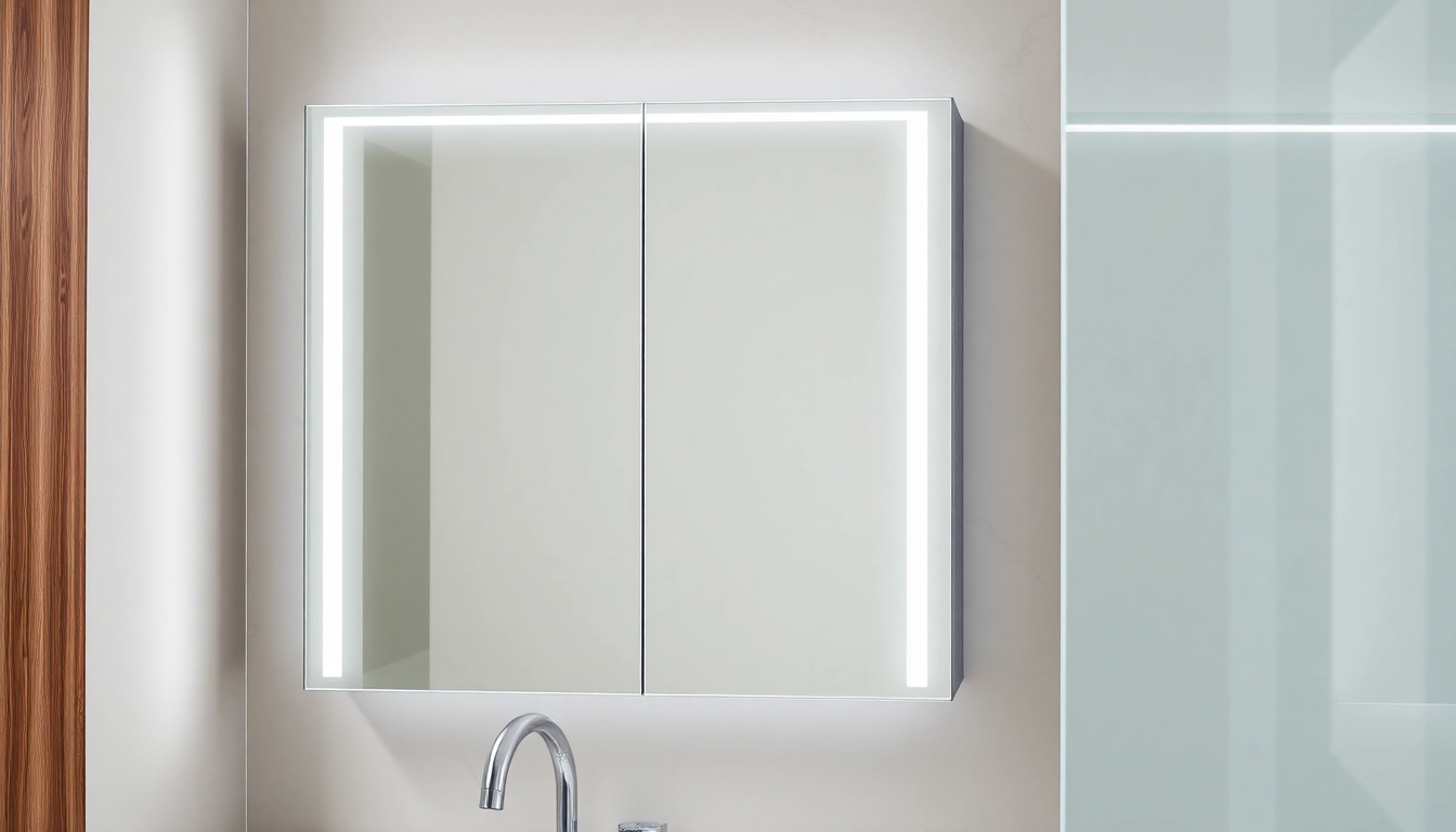Erleben Sie den eleganten sonni Spiegelschrank mit integrierter LED-Beleuchtung in einem modernen Badezimmer.