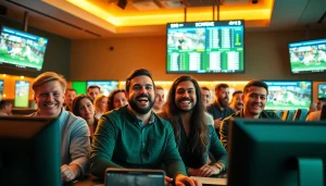 Engaging bettors exploring the best sports betting sites for Mexico in a vibrant betting lounge.