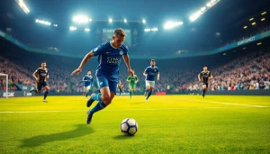 Captivating action scene depicting Leicester City players competing for a goal at https://diknews.co.uk/leicester-city/.