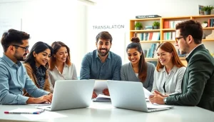 Enhance language services through collaboration at https://www.elitetranslingo.com in a vibrant office.