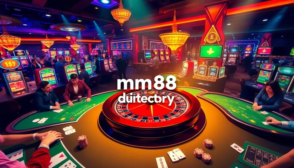 Explore the exciting world of gambling at the mm88 directory, showcasing players engaged in blackjack and roulette action.