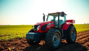 Reveal the AF88 tractor's power while working in lush agricultural fields.