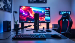 MV 88 microphone showcased in a modern gaming setup with advanced peripherals and an inviting atmosphere.