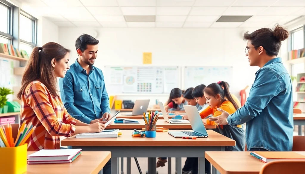Engaged students in a collaborative learning environment showcasing Education principles in action.