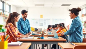 Engaged students in a collaborative learning environment showcasing Education principles in action.