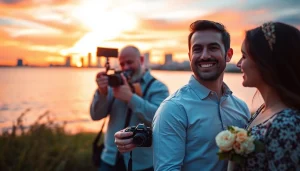 Stunning sunset engagement shoot by photography studios near me in Tampa