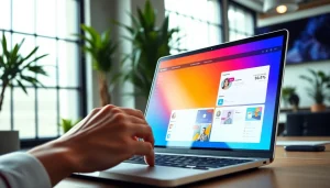 Engaging visual of a modern smm panel interface being used in a bright office.