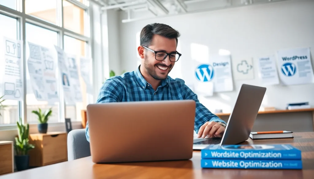Enhance your Wordpress services with expert web development in a vibrant office setting.